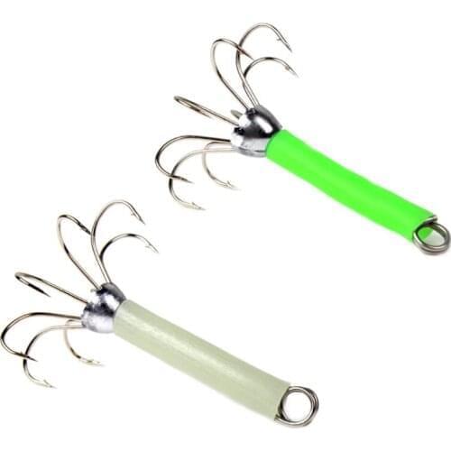2 Pcs Luminous Squid Octopus Fishing Hooks Stainless Steel Fishhook Freshwater Saltwater Fishing Lures Tackle new drop ship