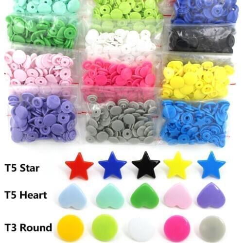 20 Sets T3/T5 Snap Button Star/Heart/Round Plastic Buttons Press For Buttons Snap Fastener For Baby Clothes Clothing Accessories
