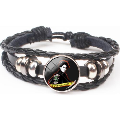 2018 New Jughead Leather Bracelet Riverdale Pendant Mystery Glass Dome Photo Bracelet Black Craft Jewelry