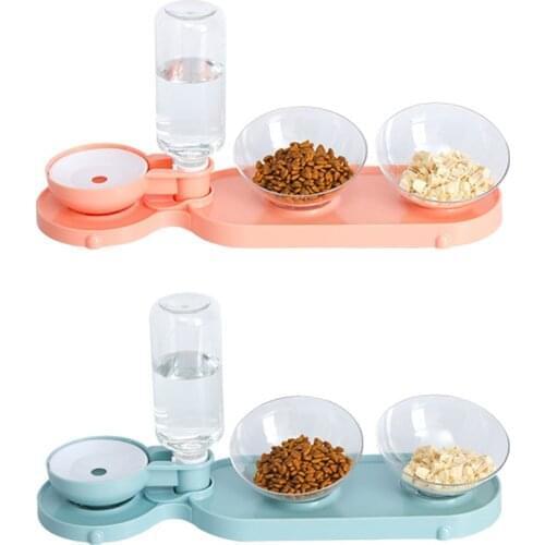 3 in 1 Cat Feeder Pet Cat Drinking Bowl Automatic Dog Cat Food Bowl With Water Dispenser 3 Bowls Puppy Kitten Feeding Container