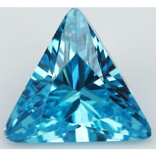 30PCS 3x3~10x10mm Triangle Shape Sea Blue AAAAA Loose Cubic Zirconia stone Brilliant Cut CZ Stone For Jewelry DIY