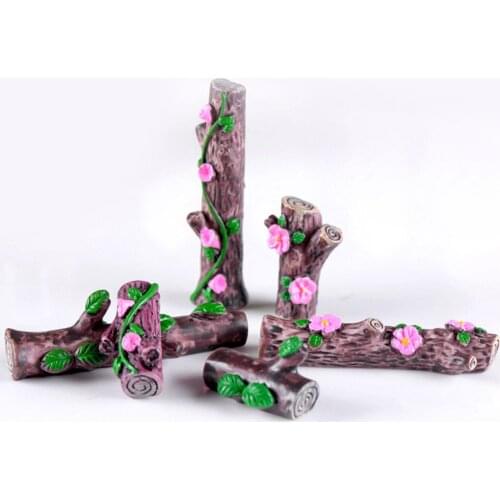 4 Pcs/set Peach Blossom Morning Glory Leave Tree Stump Bonsai Micro Landscape Moss Ornament Fairy Garden Home Decoration