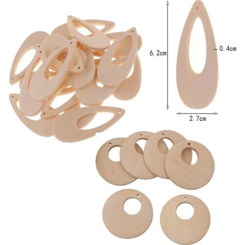 50/20pcs Jewelry Maing Accessory Wood DIY Pendants Wooden Art Crafts Earrings Toys