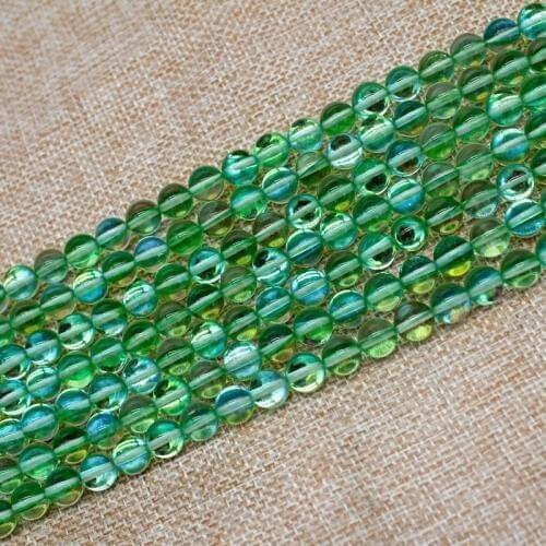 6mm/8mm/10mm Dyed Frosted Round green Synthetic Moonstone Beads Strands Clear Hole: 1mm