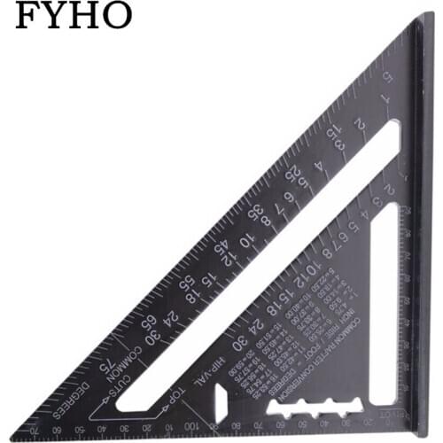 7 Inch Black Triangular Measuring Ruler Aluminum Alloy Square Layout Guide Construction Carpenter Woodworking Tools Inch And Cm