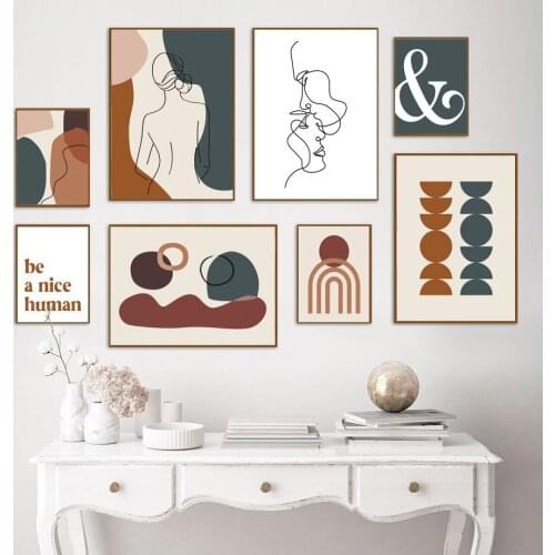 Abstract Geometric Pattern Line Face Hand Wall Art Canvas Painting Nordic Posters And Prints Wall Pictures For Living Room Decor