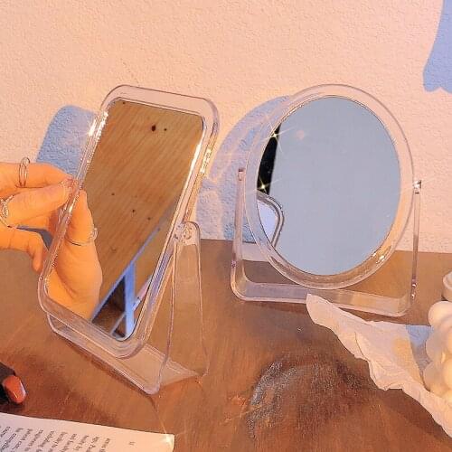 Acrylic Transparent Makeup Mirror Student Dormitory Desktop Desktop Can Stand Small Mirror Double-Sided Vanity Mirror