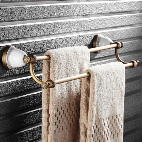 Antique wall mounted 24 inch Double Towel Bar Elegant Towel Holder Bathroom Antique brushed Towel Rack,Toilet brush holder