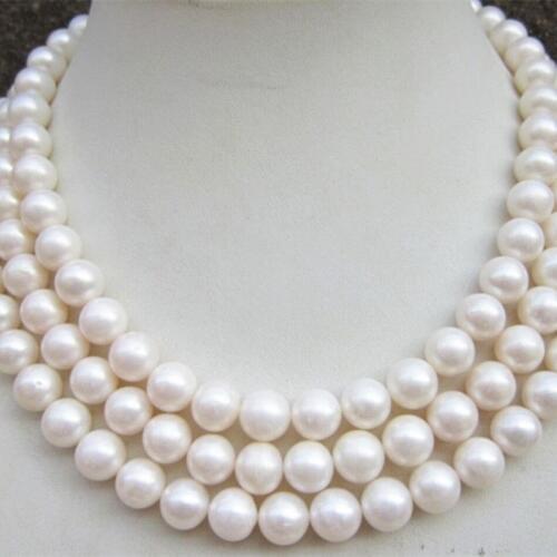 Wholesale fashion 9-10mm natuiral white cultured freshwater pearl prefect beads round women long chain necklace 50" MY4558