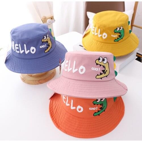 Baby Boy Hats Soft Cotton Sunhat Eaves Baseball Cap Sun Hat Baby Girl Sun Hats Summer Outdoor Cartoon Dinosaur Bucket Hat