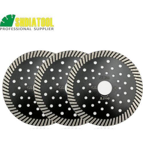 SHDIATOOL 3pcs 115MM Diamond Hot Pressed Narrow Turbo Disc 10mm Segment Height 4.5 Inch Diamond Cutting Discs Fast Cutting Speed