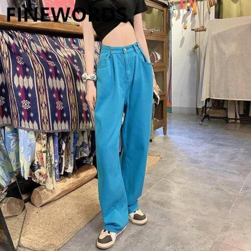 FINEWORDS Europe New Vintage High Waist Wide Leg Jeans Women Korean Streetwear Casual Boyfriend Jeans Plus Size Loose Mom Jeans