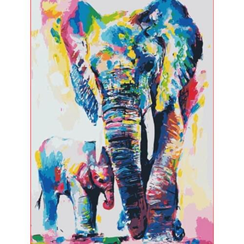 Painting By Numbers DIY Dropshipping Big size Color elephant mother Animal Canvas Room Decoration Art picture Child Gift