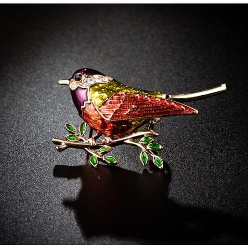Colorful magpie Brooch female lovely Bird Brooches suit coat pin button sweater accessories