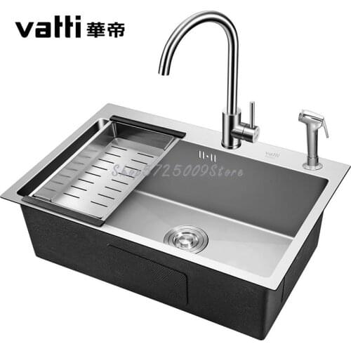 304 Stainless Steel Kitchen Manual Sink Single-bowl Sink Large Hand-washing Sink Sink Dish Set
