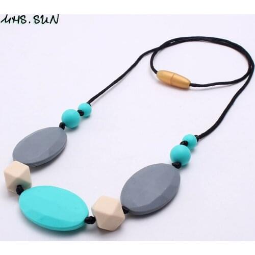 MHS.SUN Baby silicone beads teething necklace safe nursing teether necklace chewable silicone jewelry BPA free baby toy gift