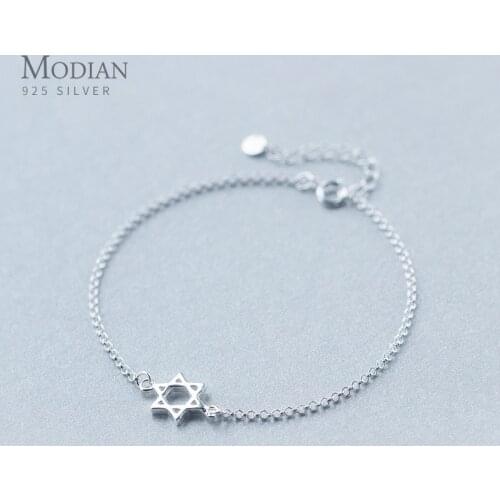 Modian Fashion Real 100% 925 Sterling Silver Hexagram and Star Simple Chain Bracelet Female Silver 925 Fine Jewelry Accessories