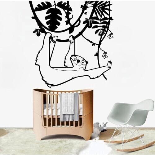 Cartoon Sloth Tree Wall Decals Baby Bedroom Art Decor Vinyl Nursery Interior Wall Stickers Home Decoration School Classroom Z086