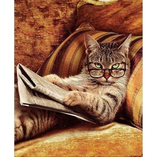 Cat With Glasses Animal DIY Digital Painting By Numbers Modern Wall Art Canvas Paint Holiday Gift Home Decor Big Size
