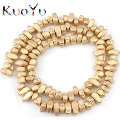 Natural Matte Irregular Gravel Light Gold Hematite Stone Beads Loose Spacer Beads For Jewelry Making Diy Charm Bracelet 15"inch
