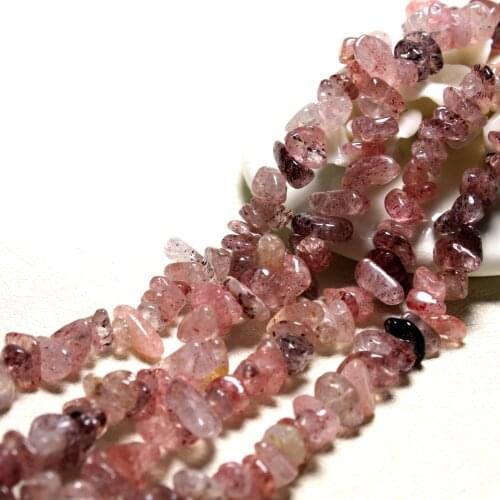 Wholesale Gravel Shape 5-8 mm Natural Strawberry Quartz Stone Beads For Jewelry Making DIY Bracelet Necklace Strand 34