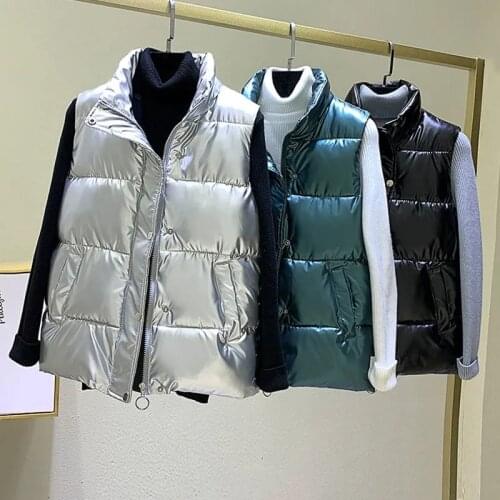 2021 New Winter Jacket Womens Vest Short Jacket Down Cotton Vest Waterproof Coat Sleeveless Loose Female Waistcoat Snow Wear