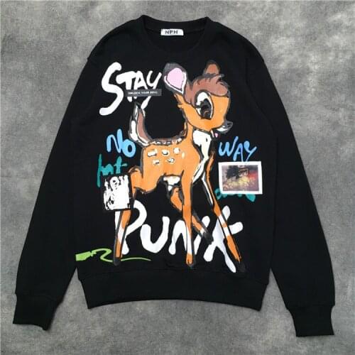 New luxury Fawn Don't Care Any Deer Punk Pullover Hoodies Hoody hooded Sweatshirts velvet Cotton Drake Thick Fleece Street #N358