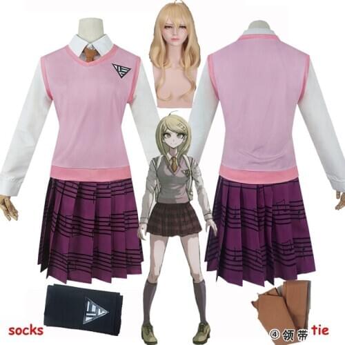 Game New Danganronpa V3 Akamatsu kaede Cosplay Costume Japan Anime Halloween Uniform Full Set Clothes Shirt Vest Skirt Tie Sock