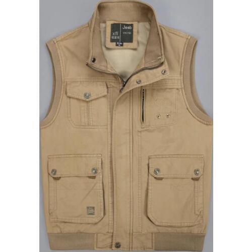 Brieuces new Spring and Autumn Mens Cotton Vest Mens Military Multi Pocket Leisure Photography Vest Plus Size S-5XL