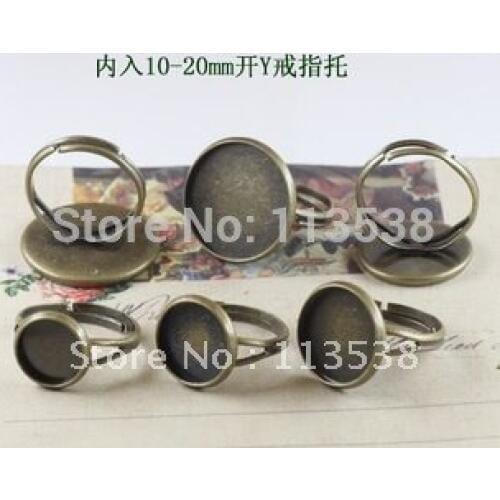Wholesale 200pcs/lot 14mm retro antique Blank Tray Pad Adjustable Ring tray jewelry finding freeshipping