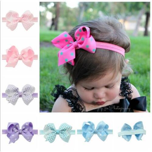 Headband Baby Girl Hair Bow Newborn Elastic Hair Band Kids Cute Children Hair Accessories Ribbon Head Band with Dot 2pcs/set