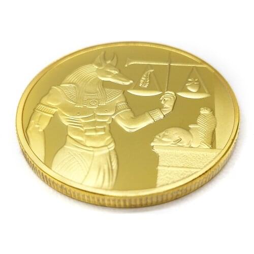 Ancient Egypt Gold Plated Commemorative Coins Death Protector Anubis God Of Death Souvenir Collection Gift