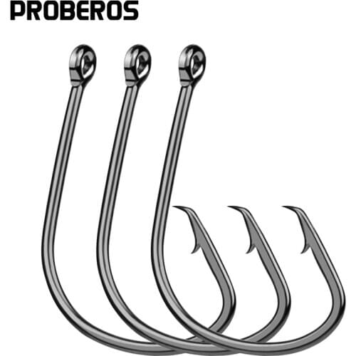 PROBEROS Fishing Hooks 1000PC/Lot Black Color 7381 Sport Circle Fish Hook Jig Big 1#-5/0# Size Bass