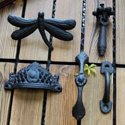 Cabinet Door Handle Wardrobe Retro Cast Iron Door Handle Cabinet Black Iron Color Handle Iron Door Handle Household Hardware