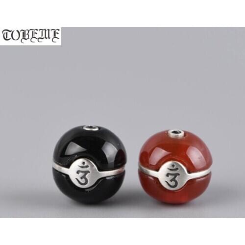 Handmade 925 Silver Tibetan Beads Vintage Silver Tibetan OM Beads Good Luck Beads DIY Jewelry Findings