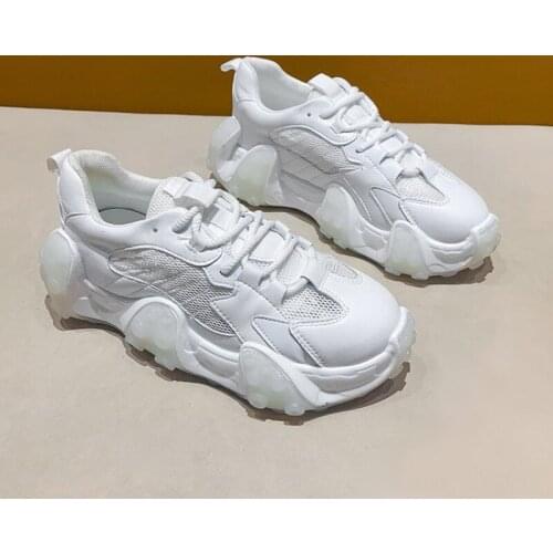 2021 Women Shoes Summer Autumn Lady Fashion Sneakers Running Sports Tennis Basket Trainers Breathable White Thick Sole Platform