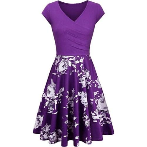 Summer Women Dresses Ladies Floral Printed Vintage Rockabilly Dress Casual Dot A-Line Retro Dress Female Vestidos Oversized 2021