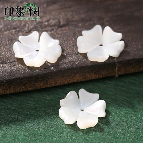 1Pc 12*12mm 3D Natural MOP Five Petals Flower Shape Beads Spacer Smooth Shell Beads For Necklace DIY Jewelry Making 19071