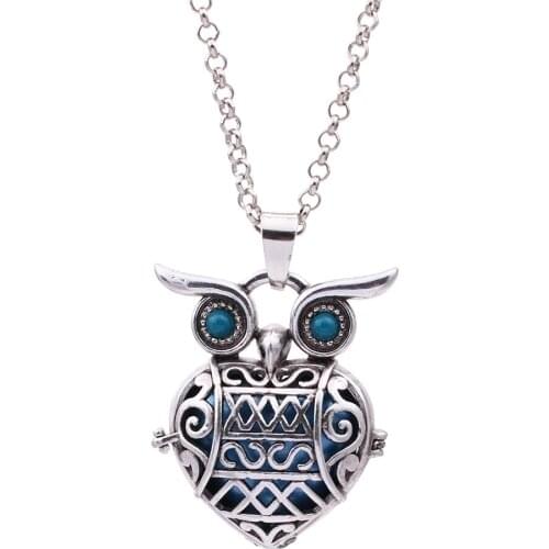 1pc Antique Owl Necklace Mexico Music Sound Chime Angel Ball Caller Locket Necklace for Essential Oil Diffuser Pregnant Mum Gift