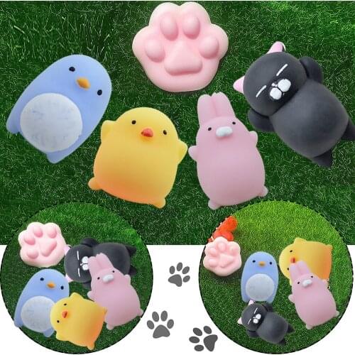 1PC Squeeze Toys Decompression Cute Mochi Cat Animals Toy Squeeze Fun Kids Stress Reliever Ornament Toy Stress Reliever Toy
