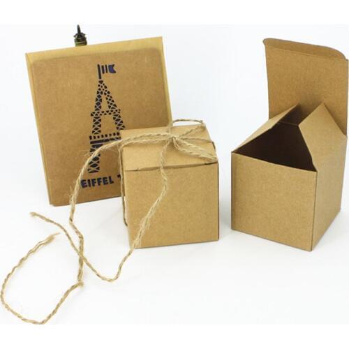 10pcs Small Kraft Cardboard Packing Gift Box Handmade Thank You Candy Dragee Deco Mariage Wedding Party Wrapping Paper Bag