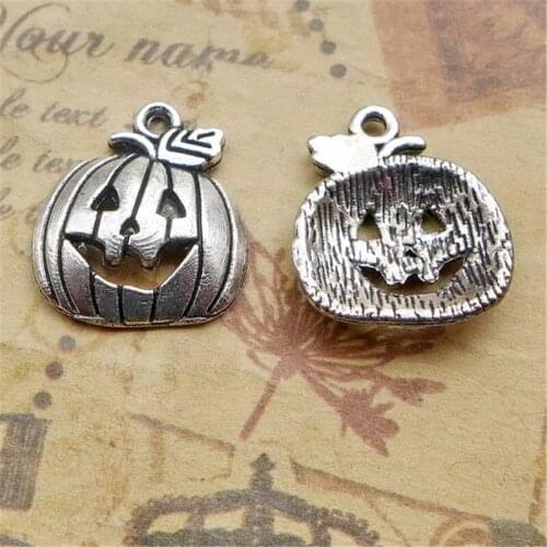 100Pcs/lot Antique Silver Pumpkin Charms 18*16MM Halloween Jewelry Accessories Handmade DIY