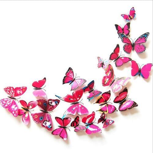 12Pcs/Set 3D Girl Butterfly Wall Stickers Home Decor Living Room Colorful Wall Stickers Decals Home Decoration Accessories Y37