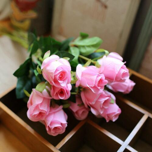 15pcs/set Artificial Flowers Silk Rose Flowers Wedding Bouquet Home Party Decorative