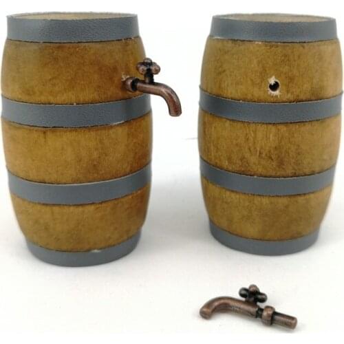 2Pcs 1:12 Dollhouse Wine Barrel with Faucet Model for Dollhouse