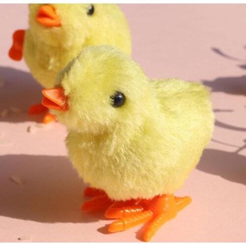 2pcs Chicken Toy Funny Wind-up Hopping Jumping Chickens Clockwork Walking Toys For Kids Children Gift Soft Plush Jump Chick Toys