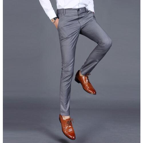 2019 Dress Pants Men Pure Color Formal Business Suit Pants Trousers Formal Pants for Men