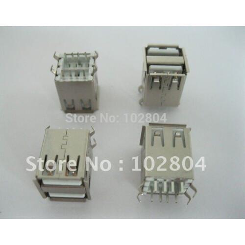 4Pin USB Female Two layers AF 180 Degree Connector 10 pcs per Lot