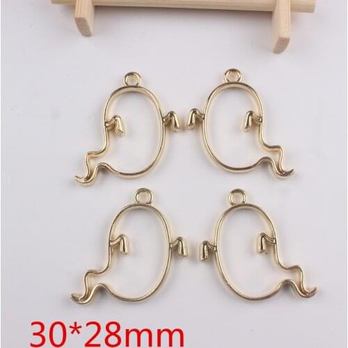 5pcs/lot DIY metal frame hollow shape glue blank oil drip alloy Halloween soul shaped frame