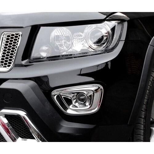 ABS Chrome For Jeep Compass 2013 2014 Car front fog lamp light frame Cover Trim sticker car styling accessories 2pcs